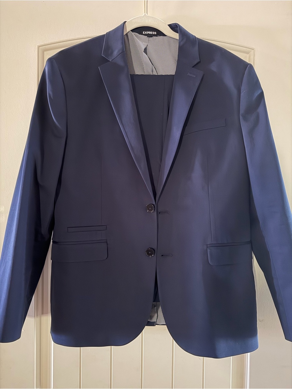 Express Men's Dark Navy Two-Button Suit Jacket and pants slim